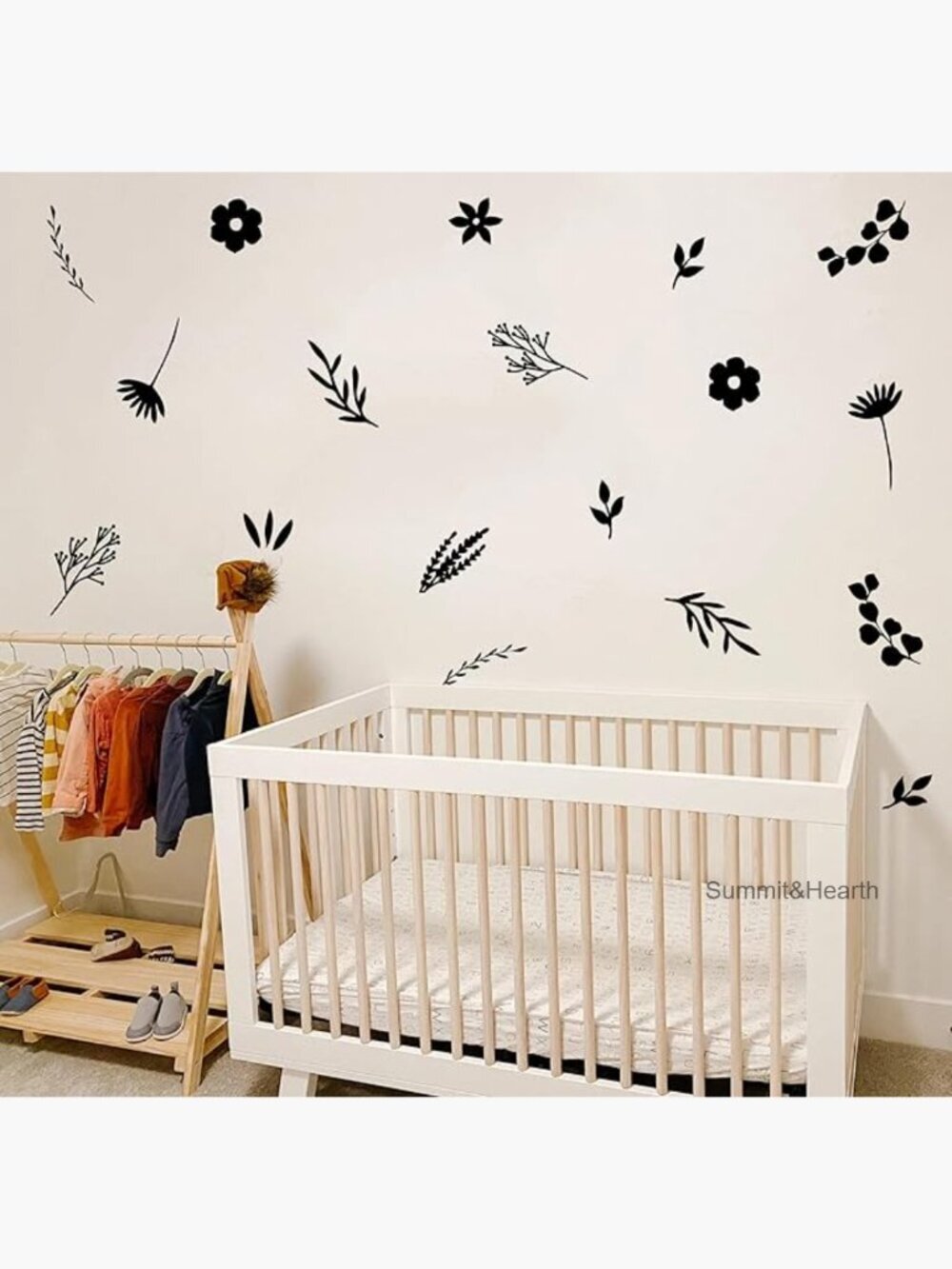 44-Piece Wildflower Wall Decals Vinyl Nursery Decor Waterproof